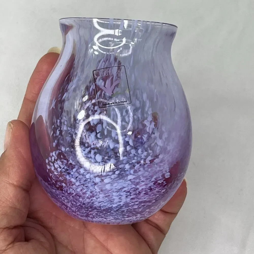 Caithness Purple With Speckled hand Blown Glass Mini Floral Vase Made Scotland